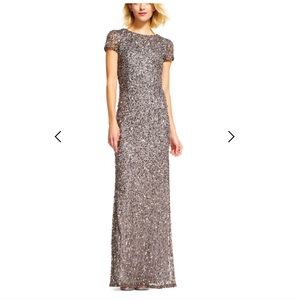 Adrianna Papell Scoop Back Sequin Gown